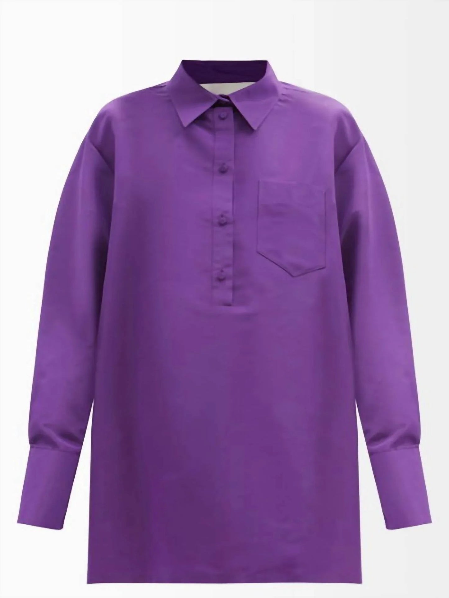 Oversized Silk Faille Shirt Dress