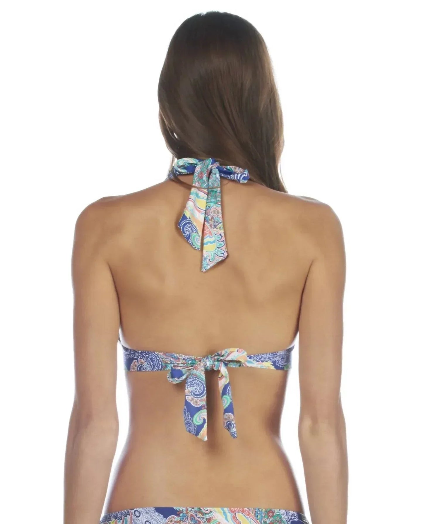 Gebändertes Neckholder-Bikini-Oberteil