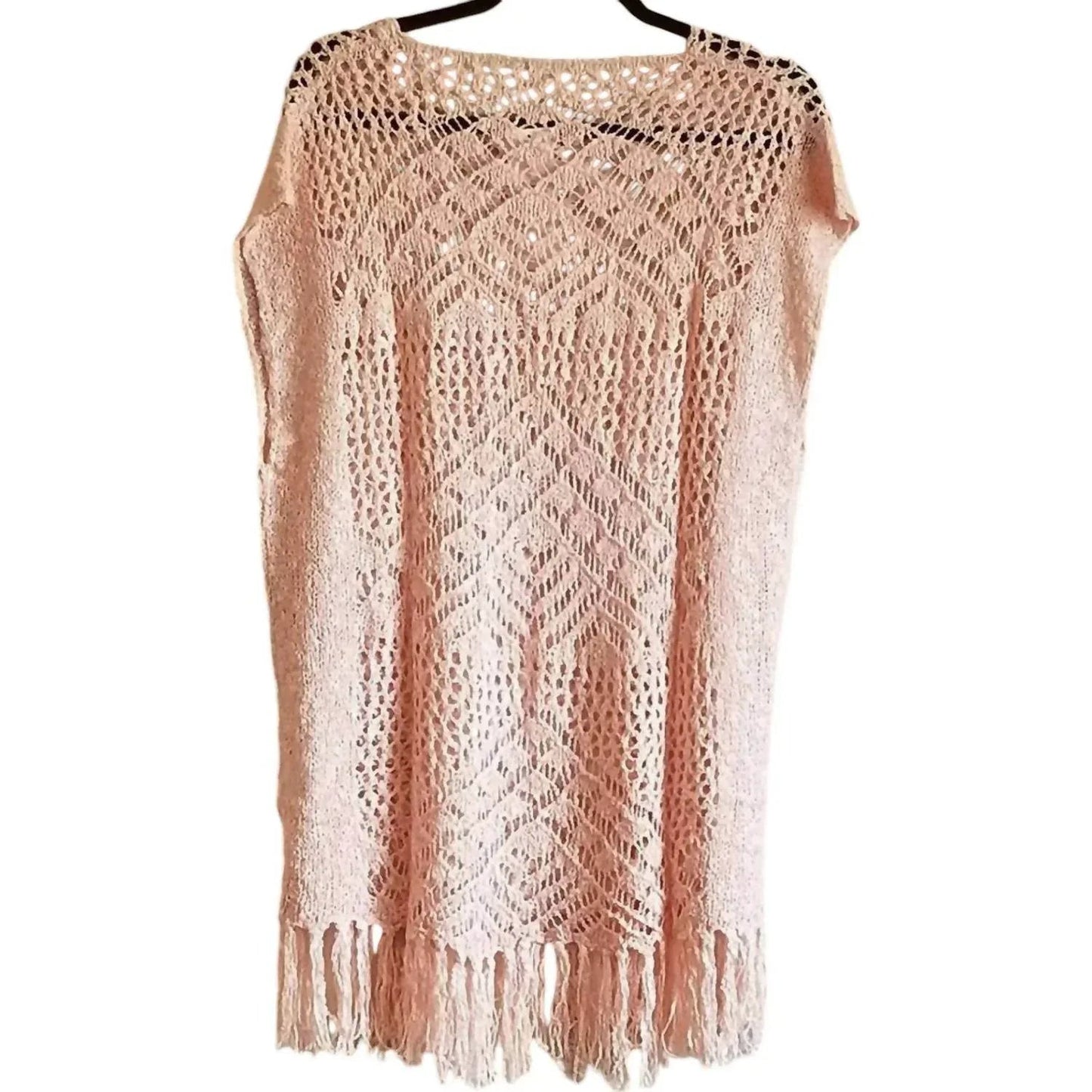 Women's Crochet Open Knit Top with Fringe