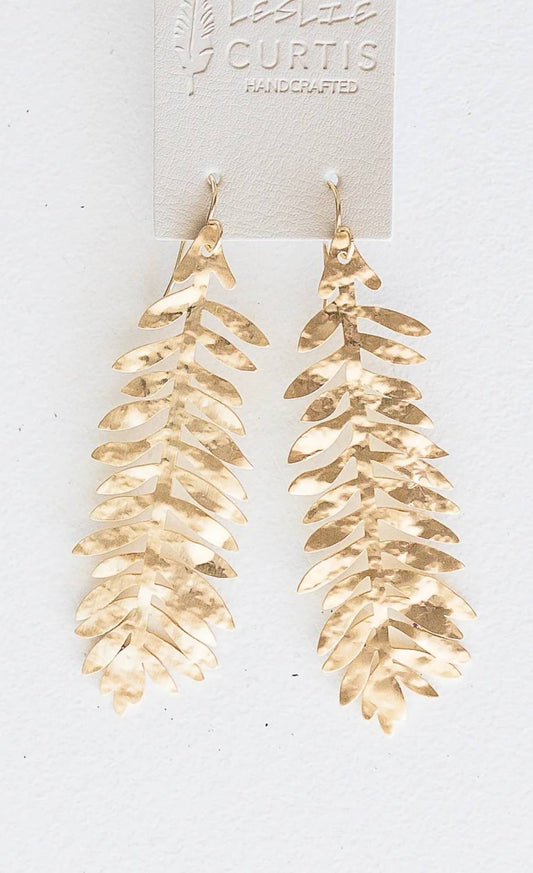 Women's Palmer Hammered Leaf Earrings