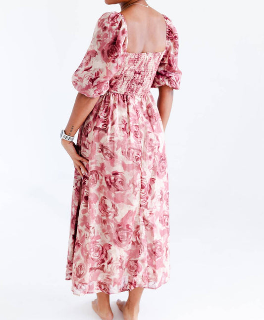 Women's Floral Textured Jacquared Midi Dress