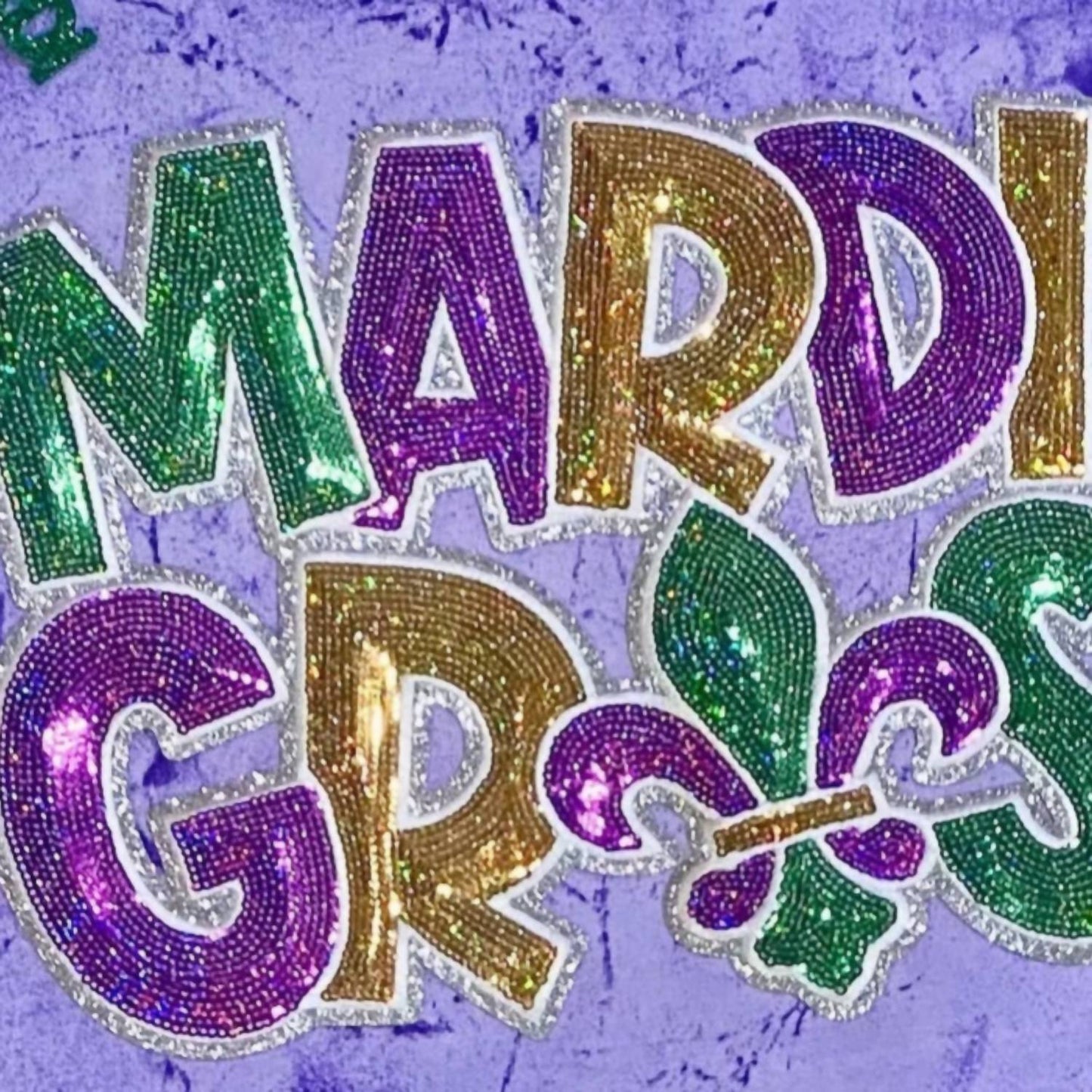 Damen Mardi Gras Pailletten-Patch Pigmentgefärbtes T-Shirt