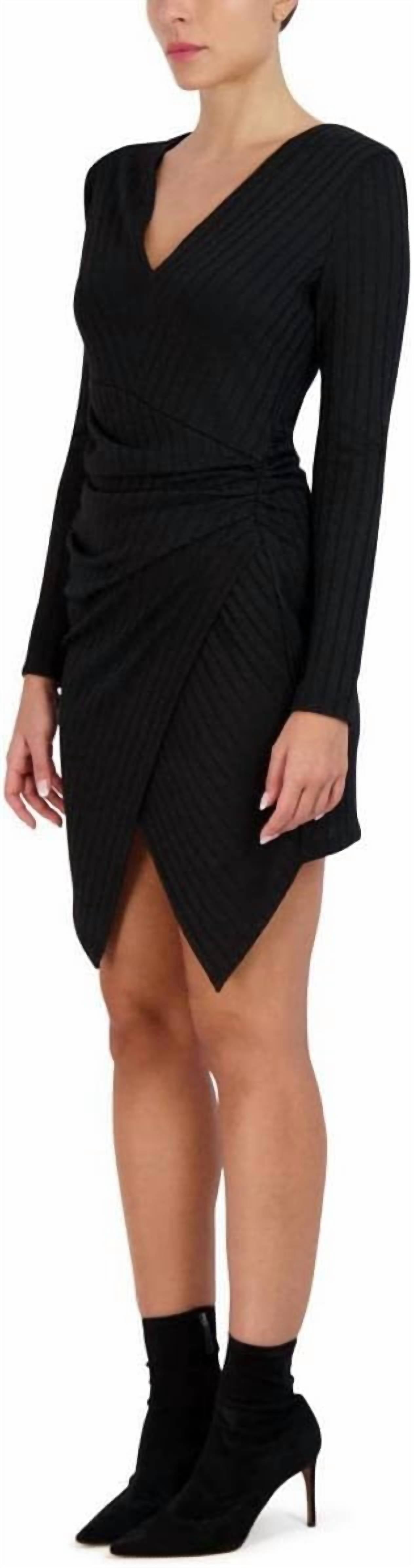 Damen Langarm Asymmetrisches Saum Mini-Kleid