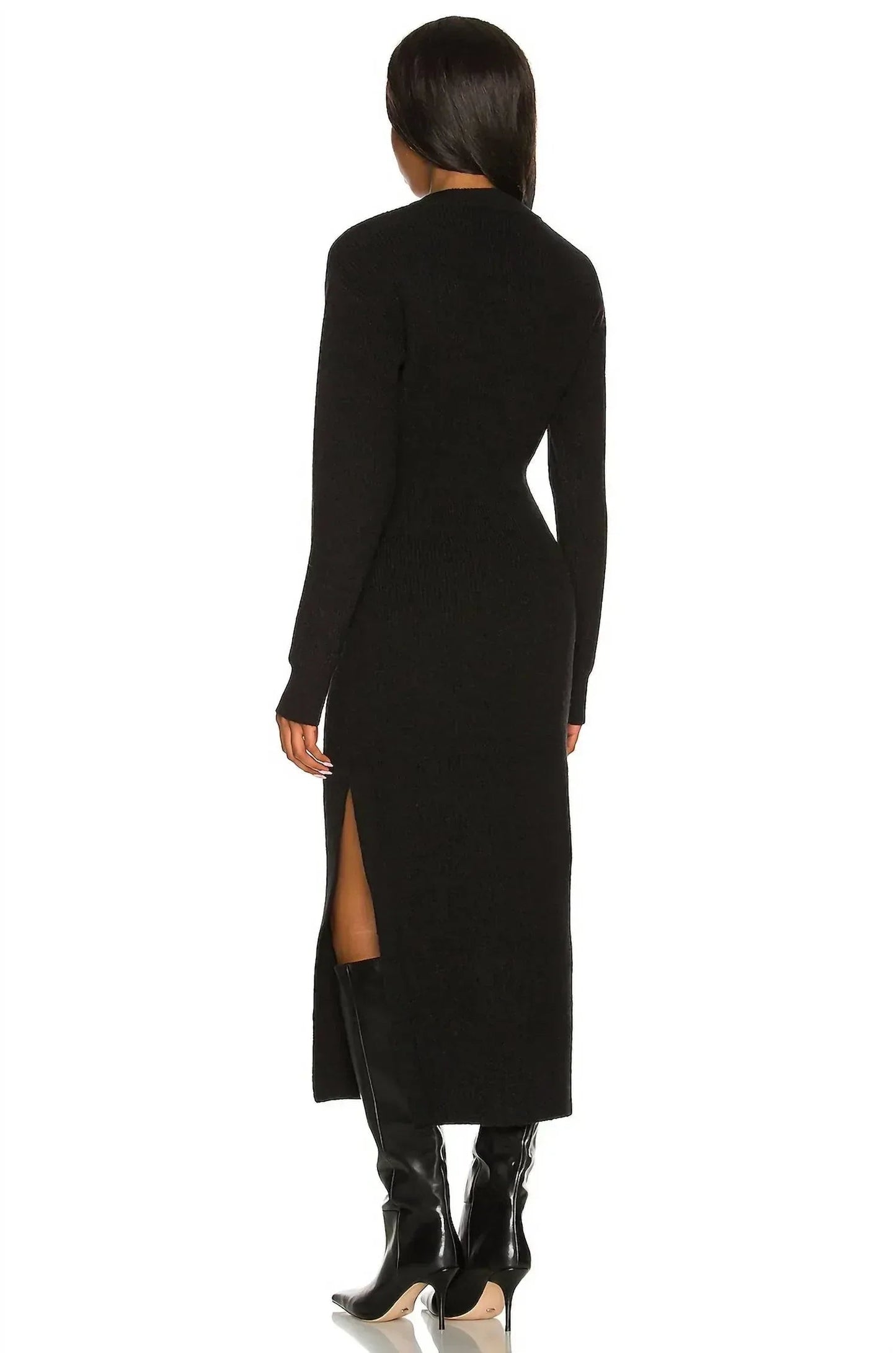 Long Sleeve Ribbed Midi Dress