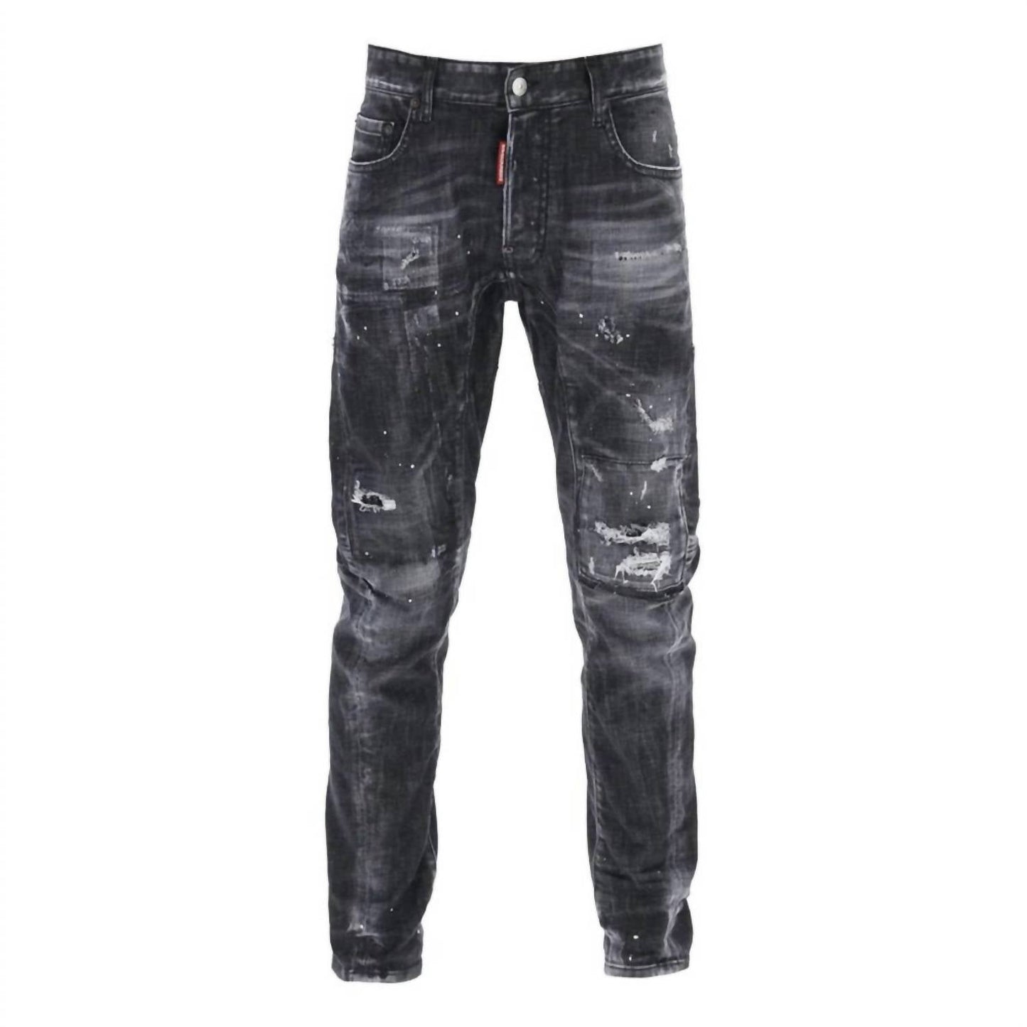 Men’s Sprayed Effect Distressed Skater Jeans