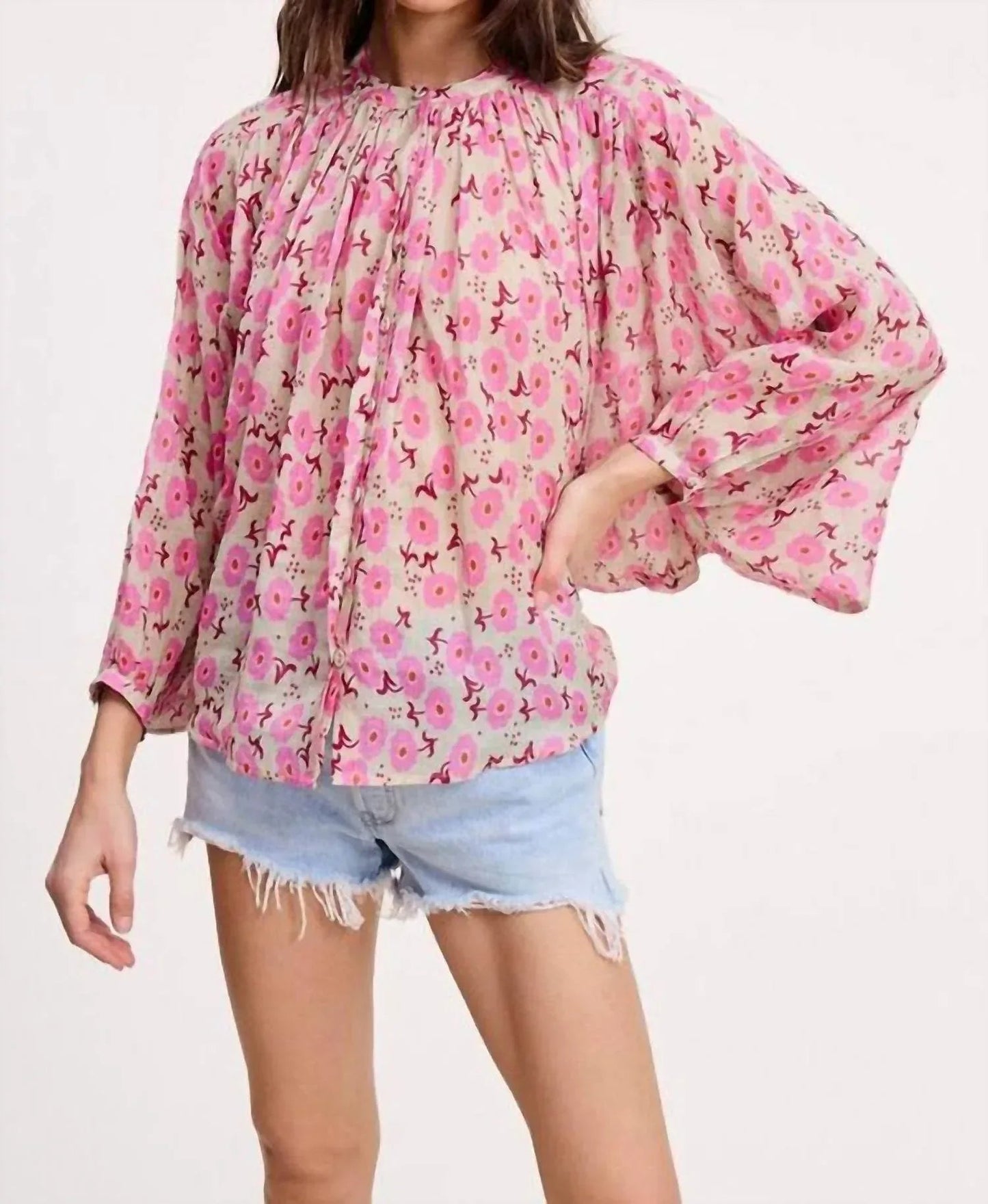 Lucie Blossom Bluse mit weiten Ärmeln