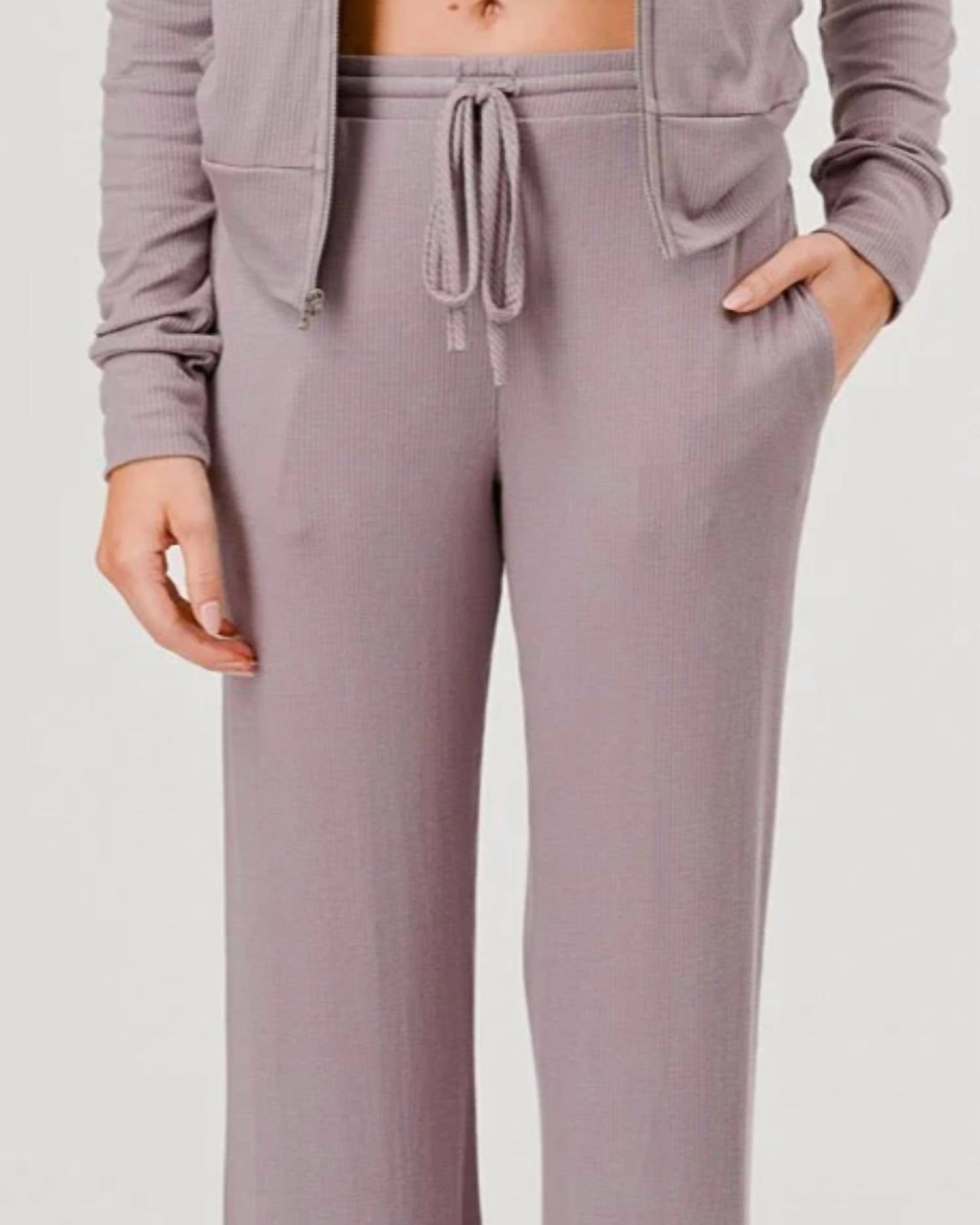 Rippstrickhose mit weitem Bein