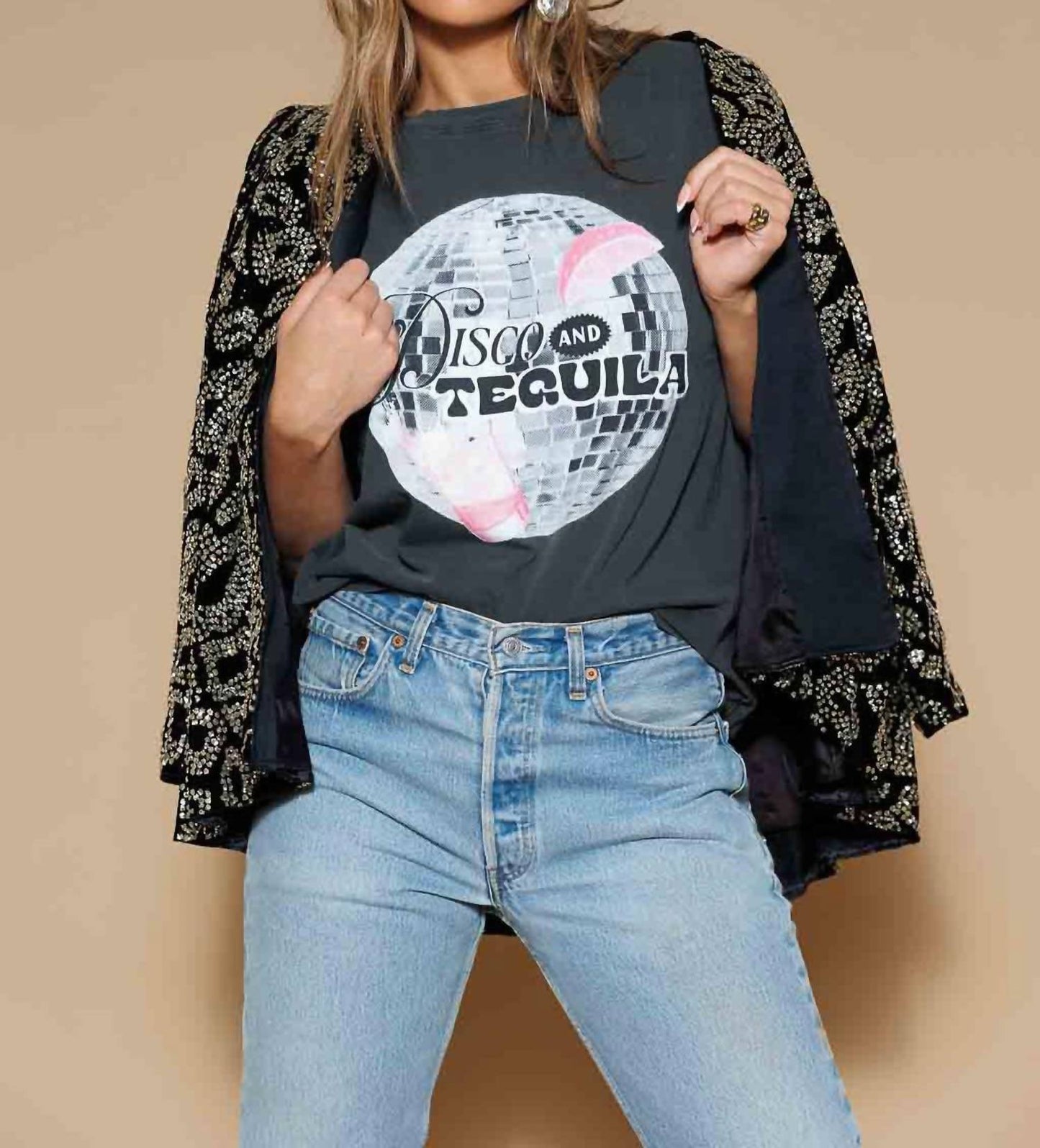 T-Shirt mit kurzen Ärmeln „Disco & Tequila“
