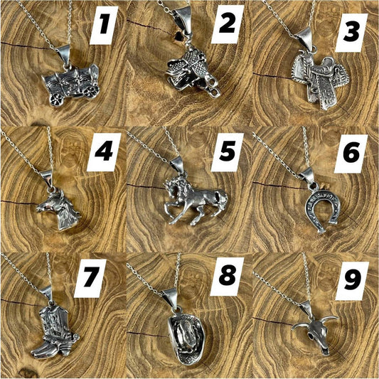 Women's Sterling Silver Horse Head Pendant Necklace