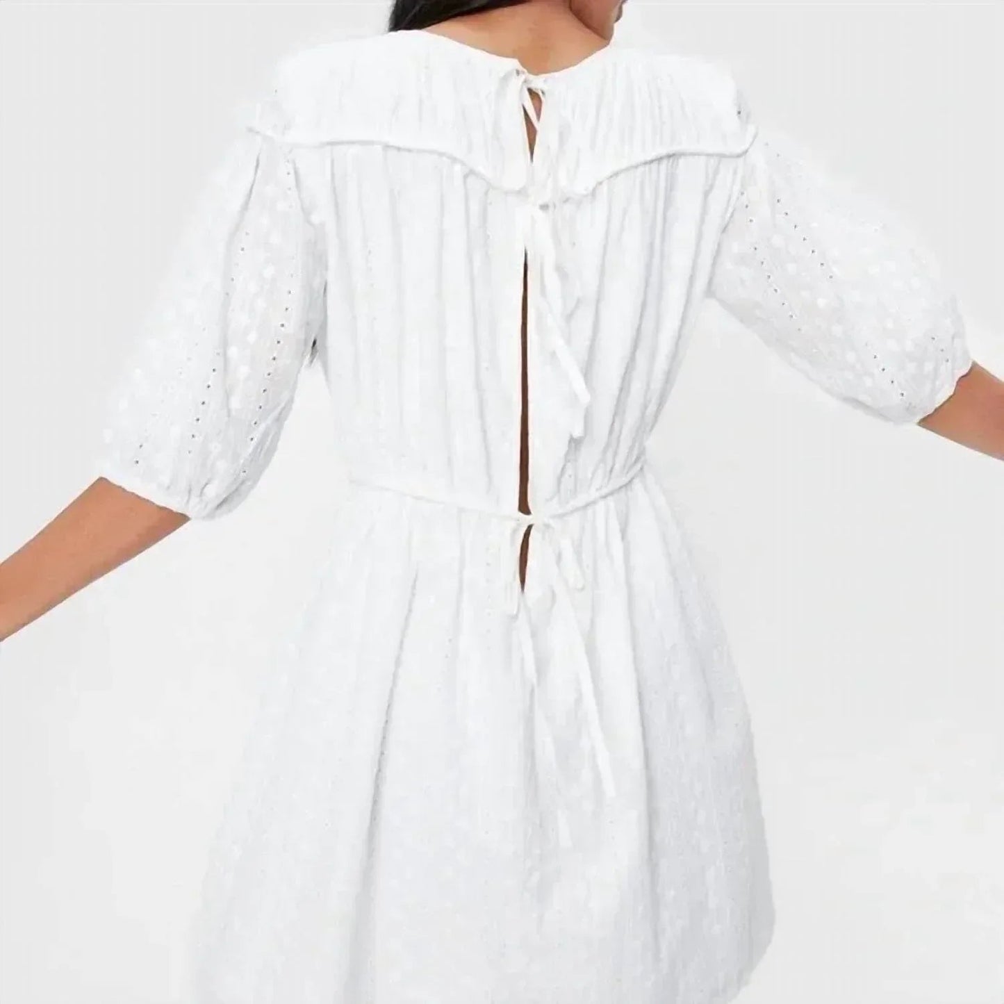 Broderie Tie Back Mini Dress