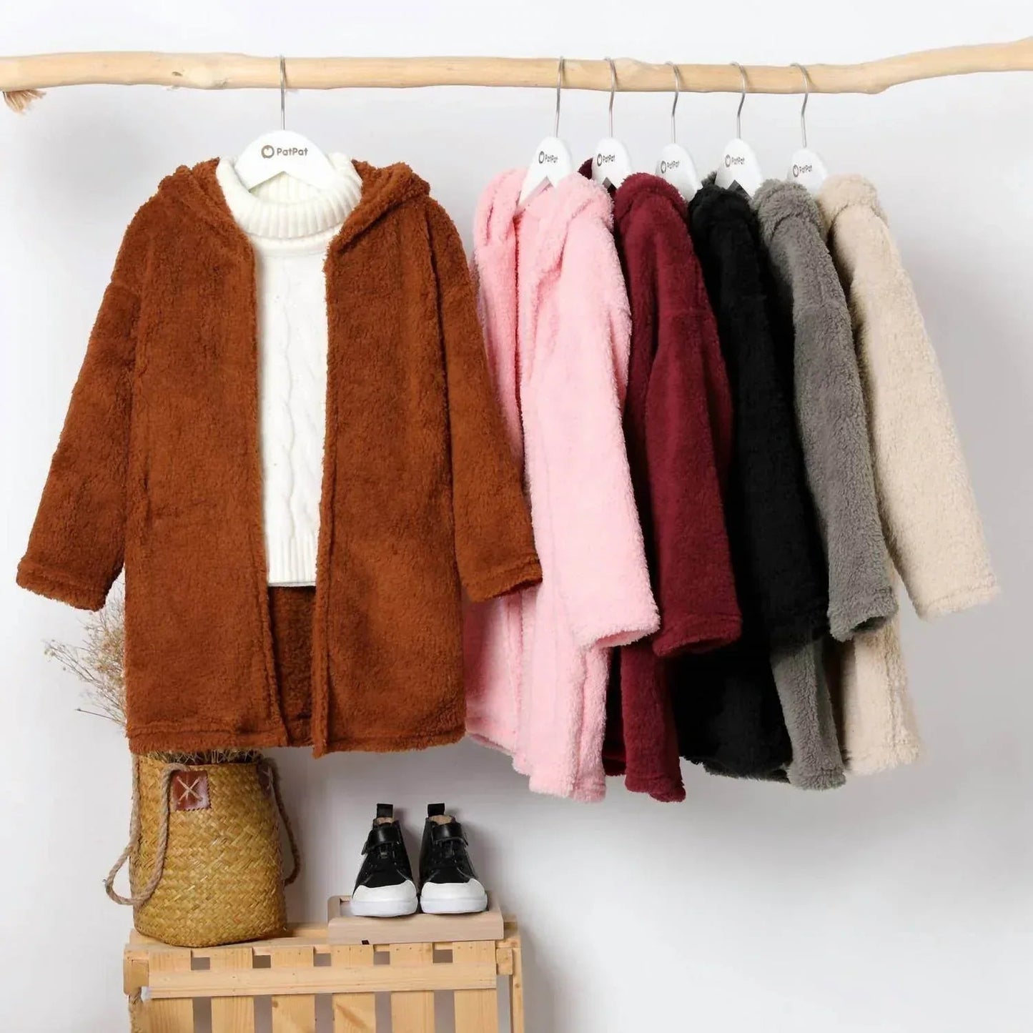 Kids Hooded Fuzzy Coat