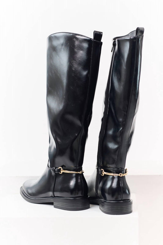 Women's Sofia Faux Leather Horsebit Detail Tall Riding Boots