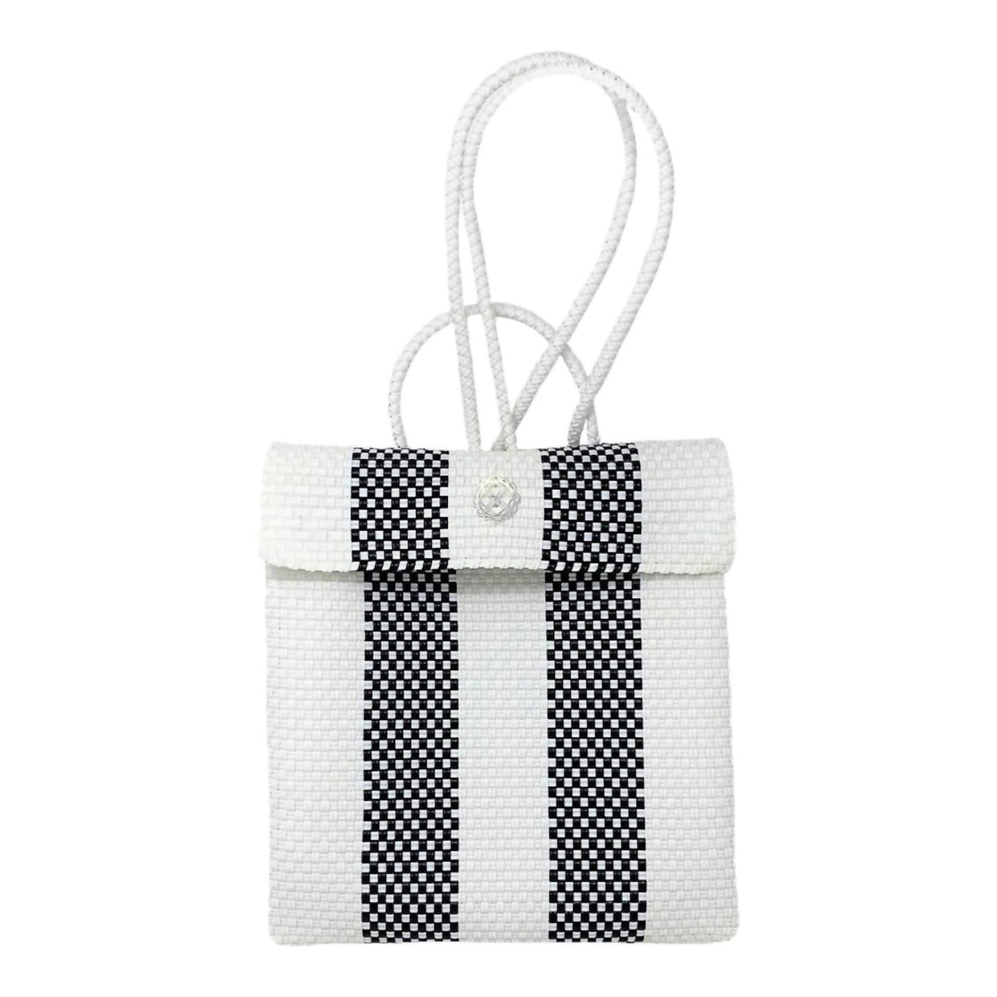 Damen Rucksack aus gewebtem Stoff mit Streifen, mittelgroß