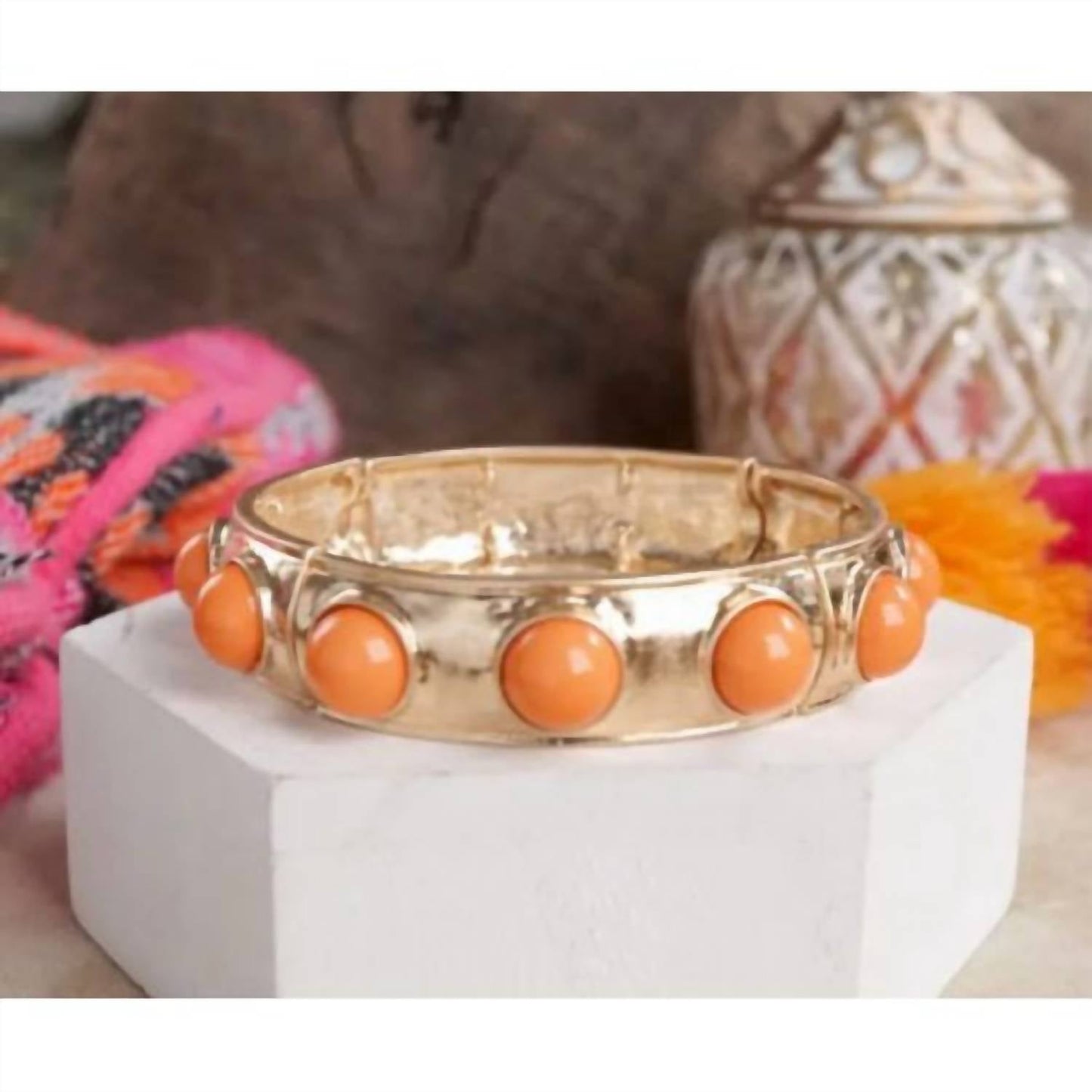 Damen-Armreif „Eternity Cabochon Statement“ zum Ausdehnen