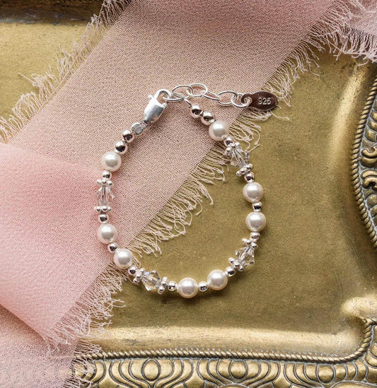 Baby Girls Hope Pearl And Sterling Silver Bracelet