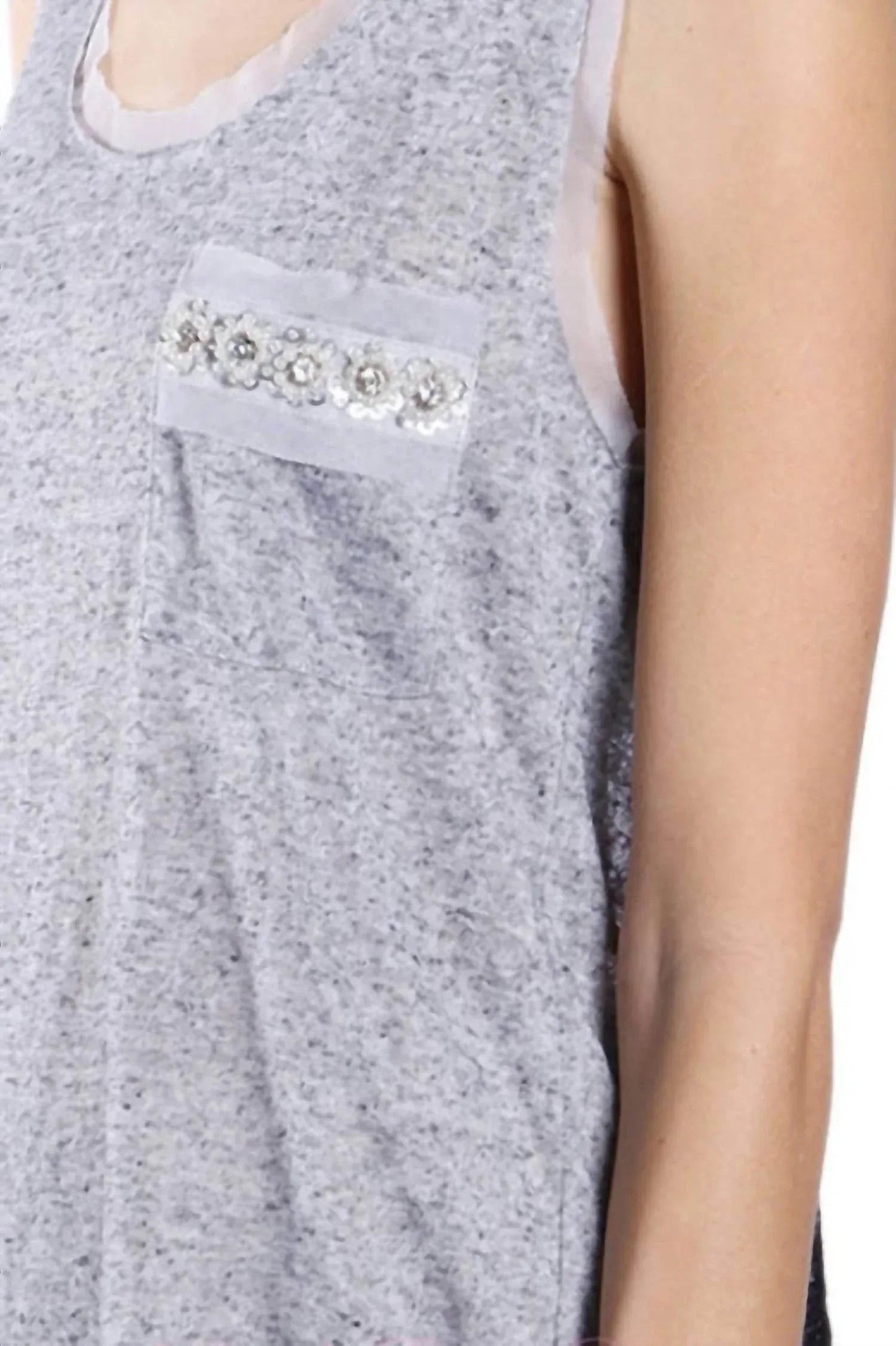 A'Reve Boho Shabby Chic Heather Perlen Hi-Lo Tanktop – Grau