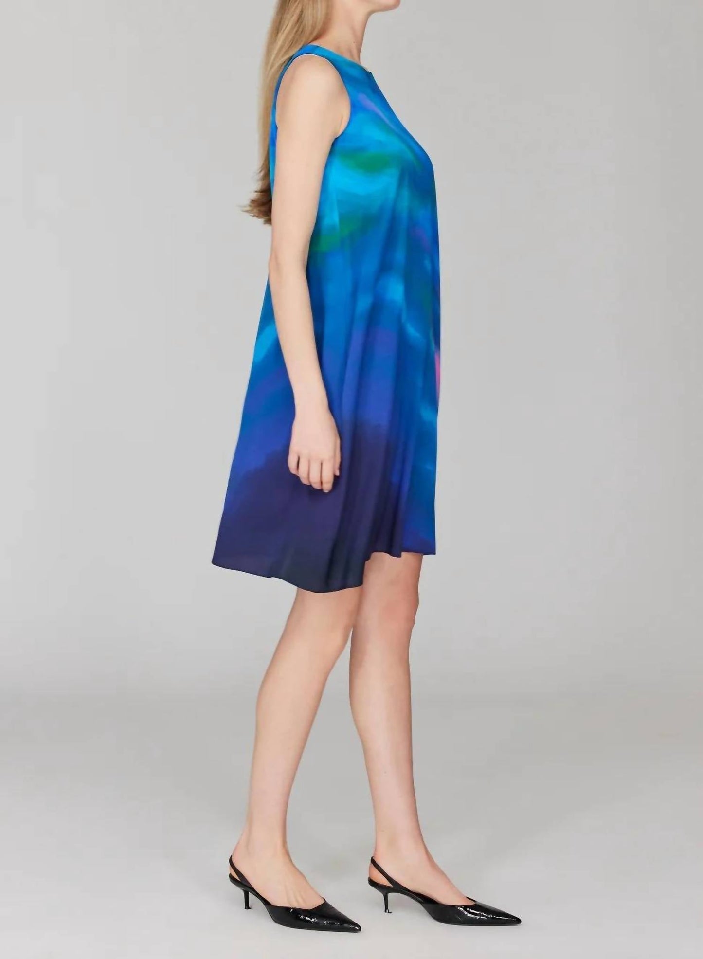 Berglandschaft Kurzarm-Kleid mit A-Linie