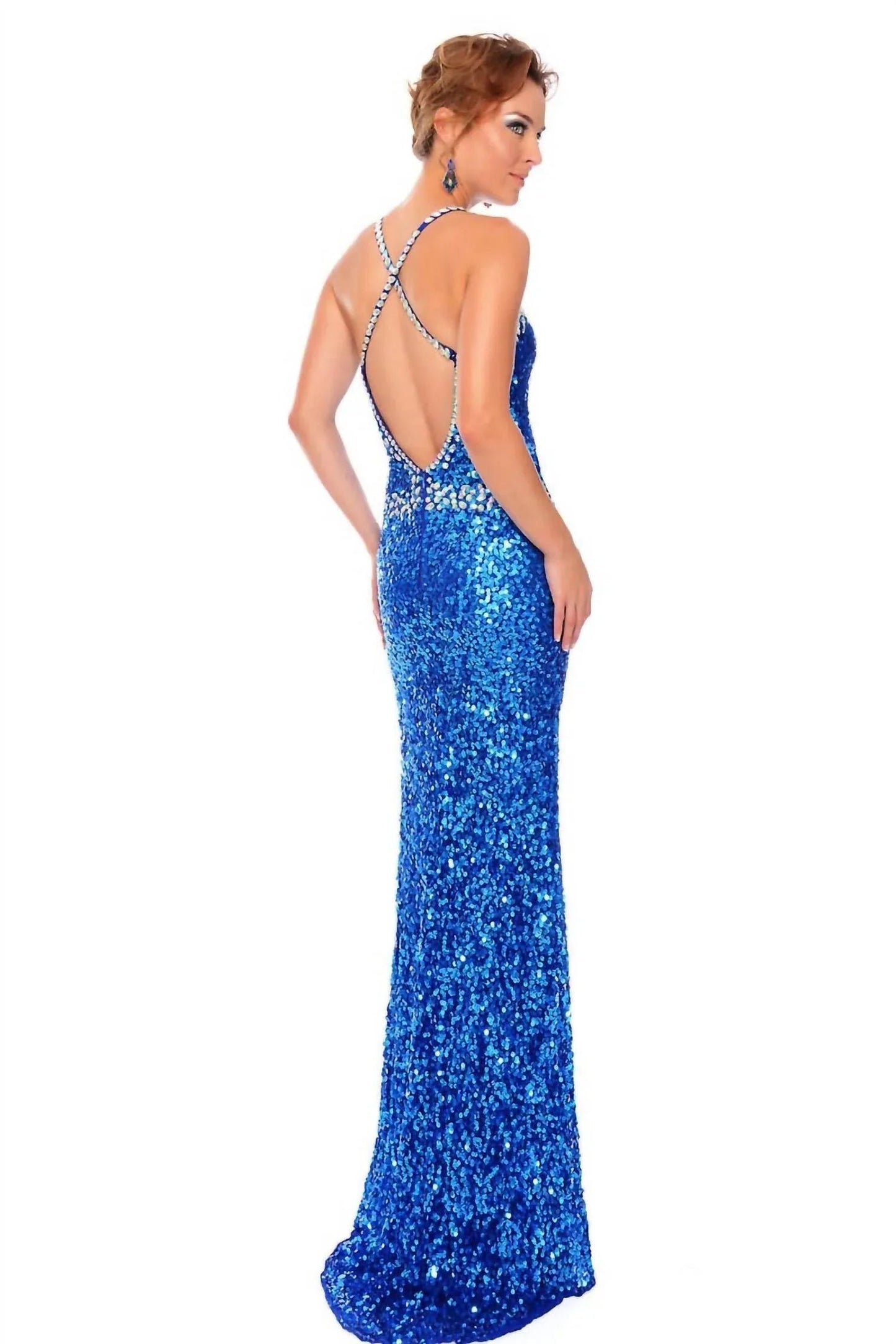 Handbesticktes Ballkleid mit hohem Schlitz