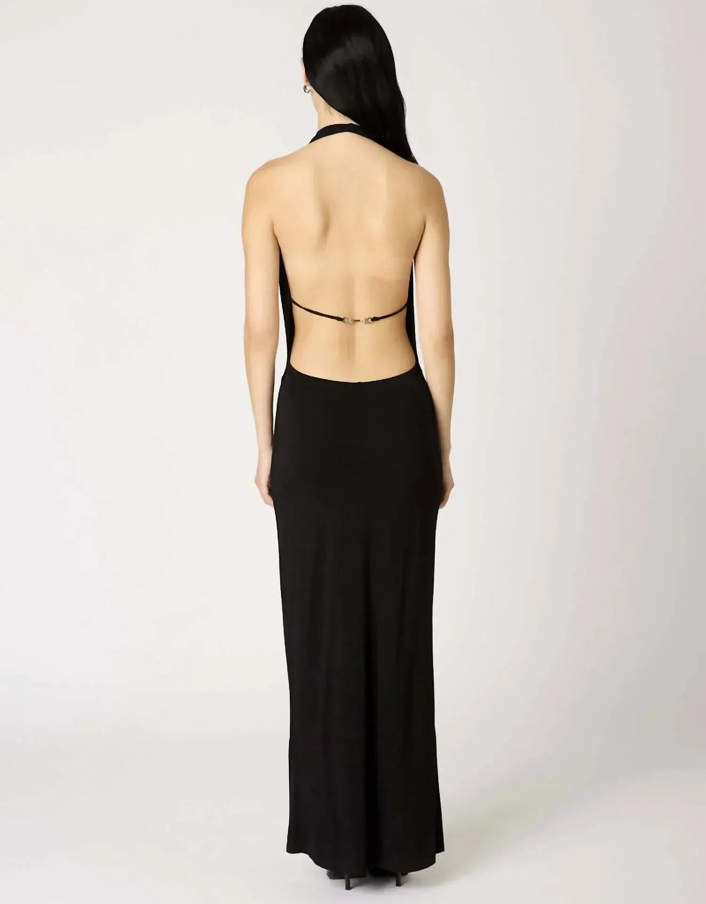 Xenia Neckholder-Maxikleid mit Wasserfallausschnitt