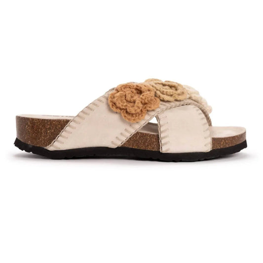 Women's Penelope Crochet Floral Cross Strap Sandal Slide
