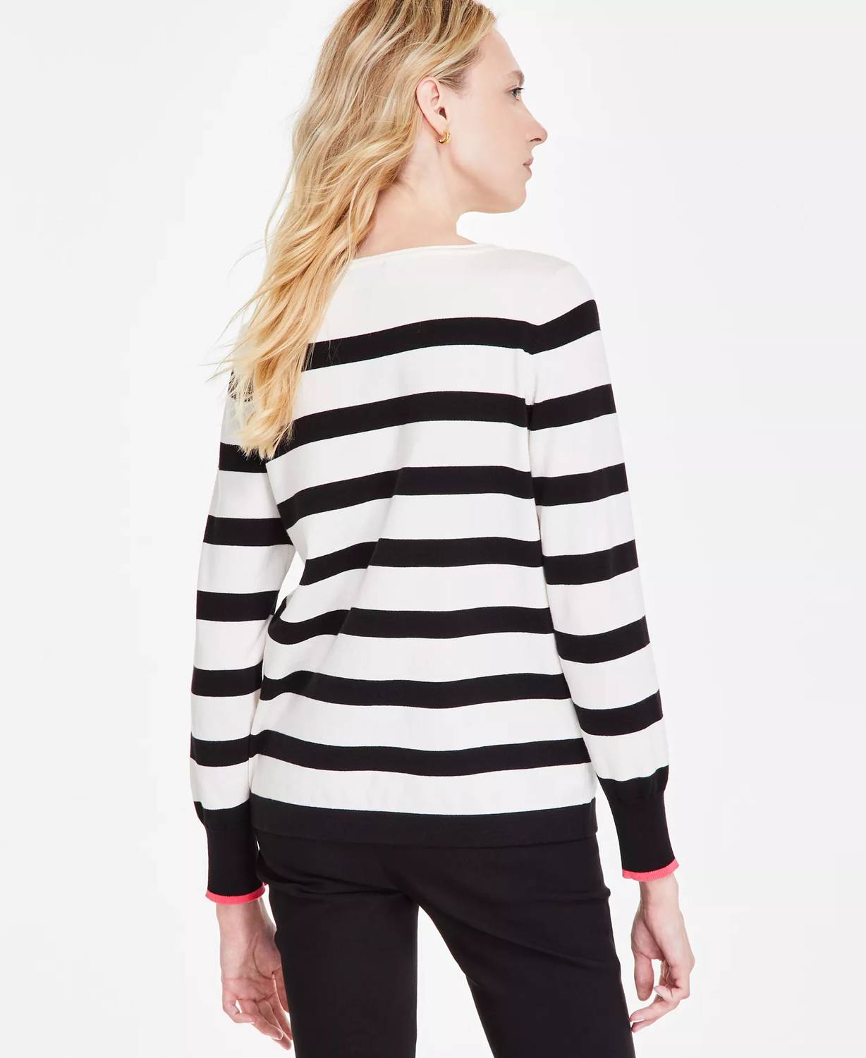 Striped Heart Boat-neck Sweater