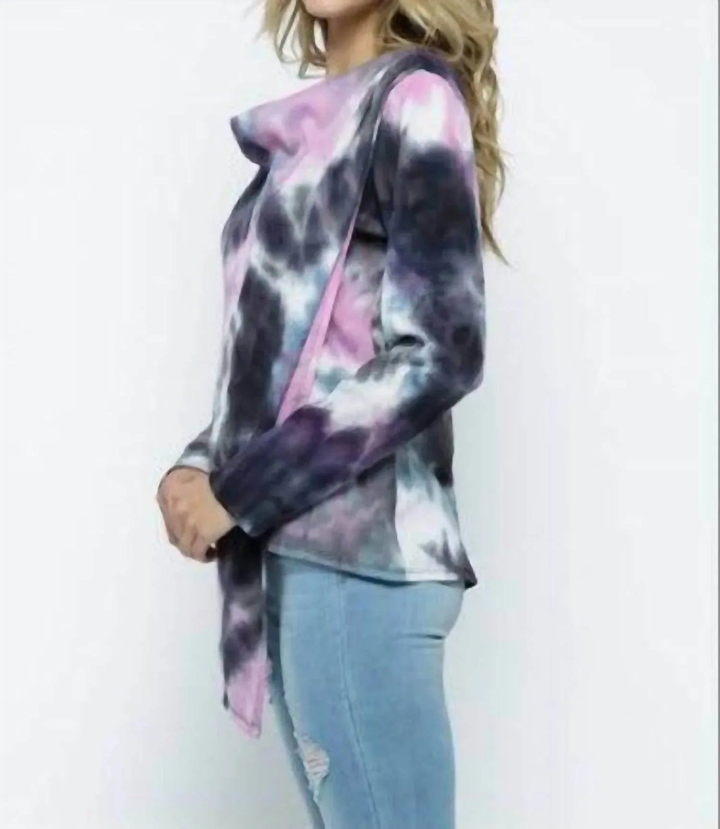 Cowl Asymmetric Tie Dye Top