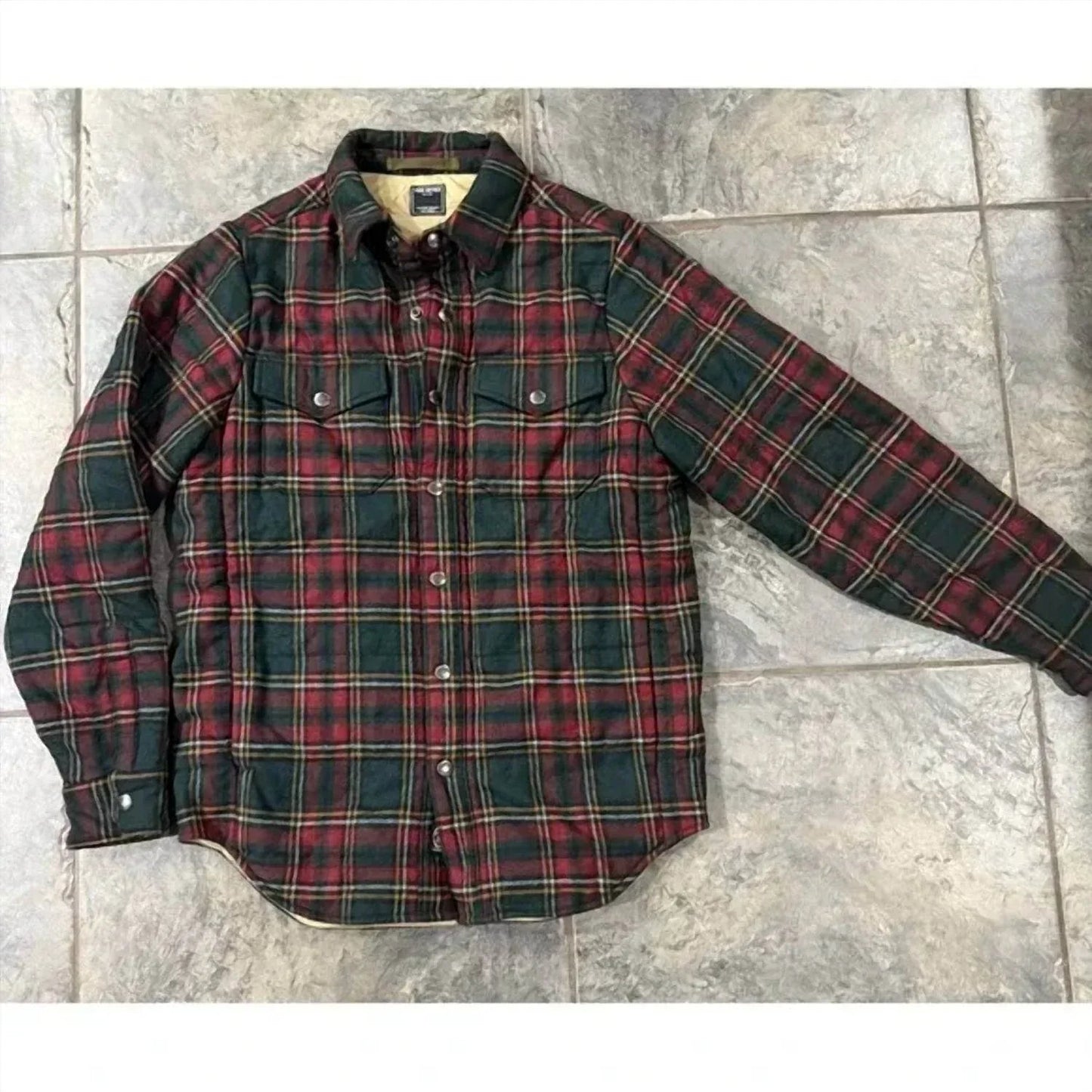Quilted Wool Blend Plaid Shirt Jacket