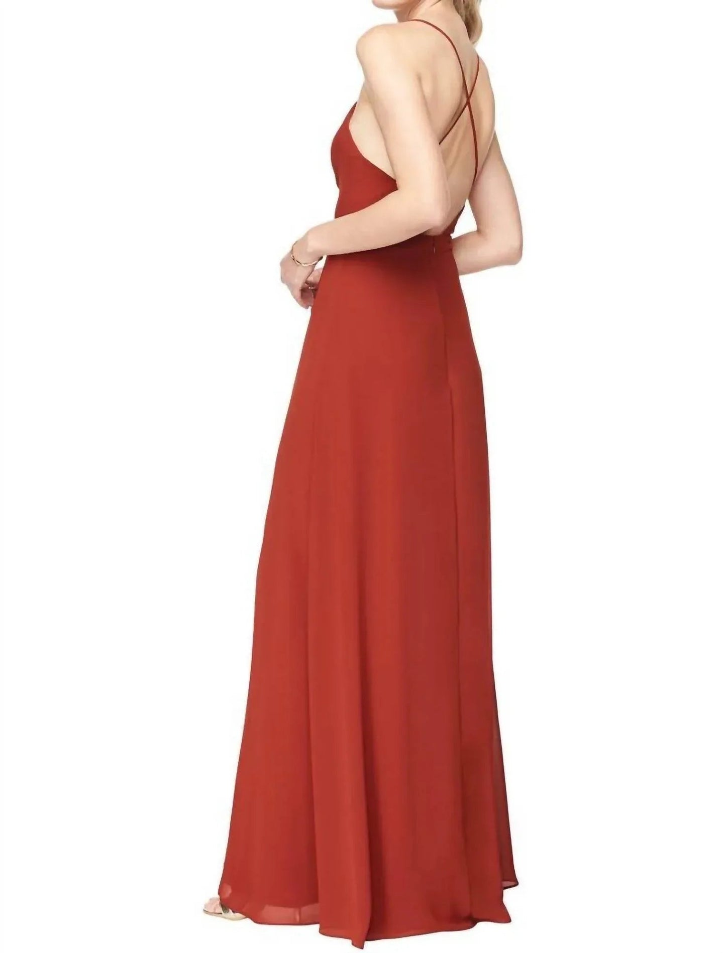 Chiffon Brautjungfernkleid mit V-Ausschnitt und Wickeloptik