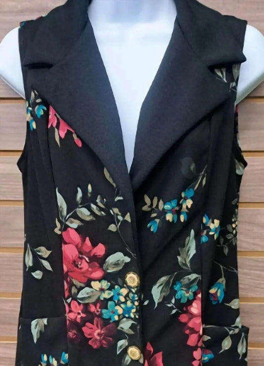 Women's Long Vest/dress W/floral