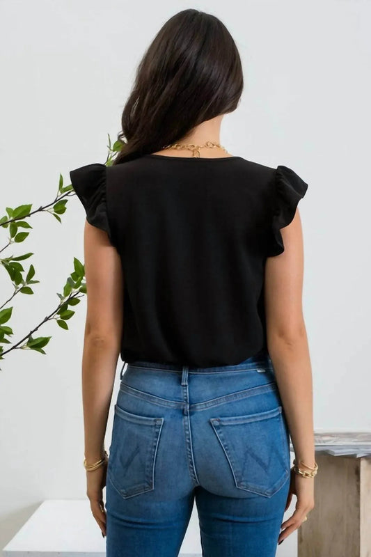 Bluse mit geschlitztem Ausschnitt und Rüschenärmeln