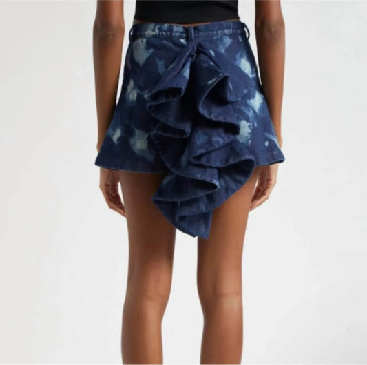 Bubi Denim Ruffle Mini Skirt