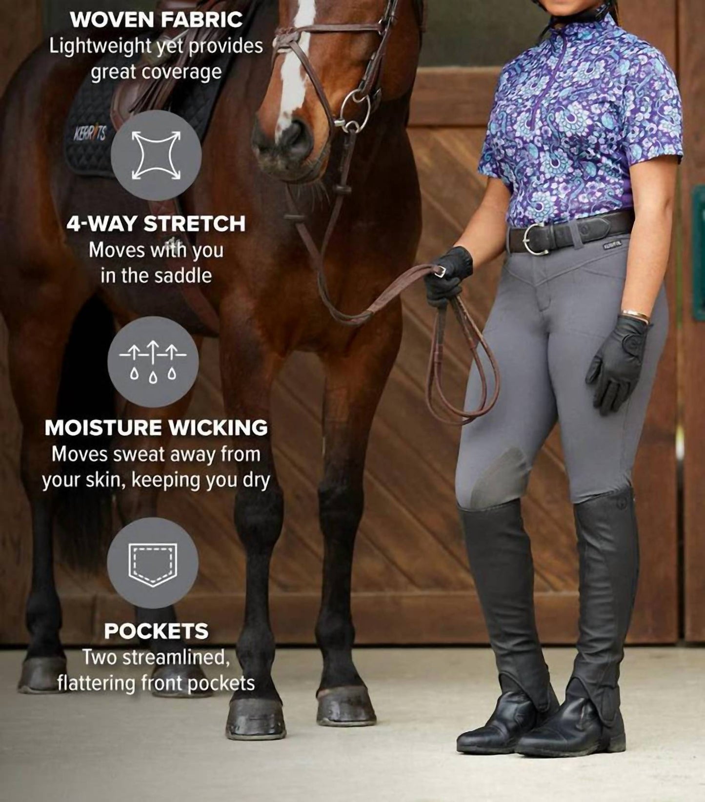 Damen Reithose Crossover II Kniebesatz