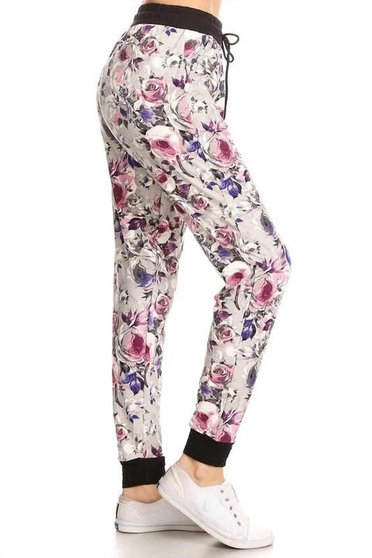 Grey Floral Jill Jogger Pants