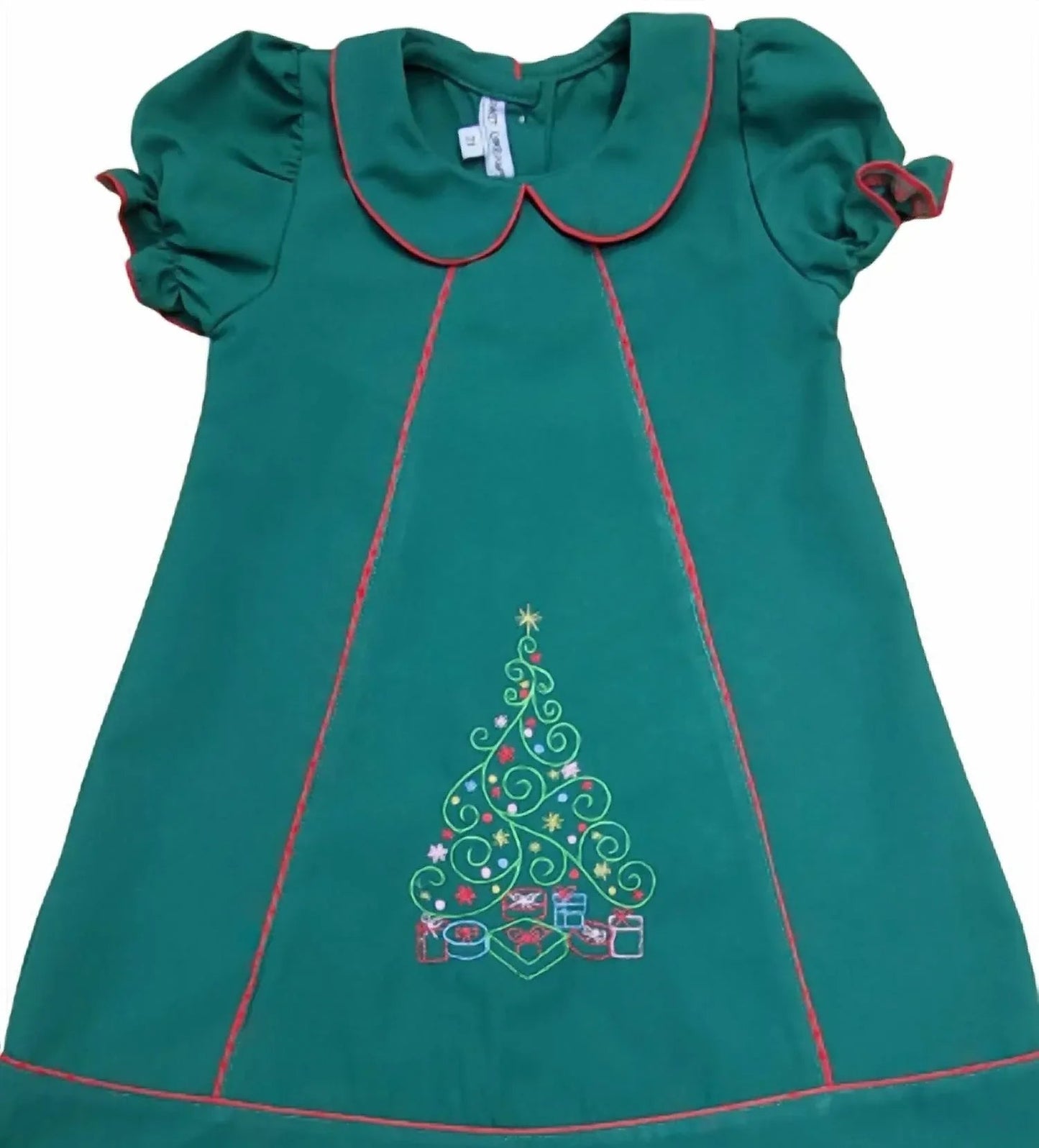 Mädchen besticktes Hunter-Kleid mit Weihnachtsbaum