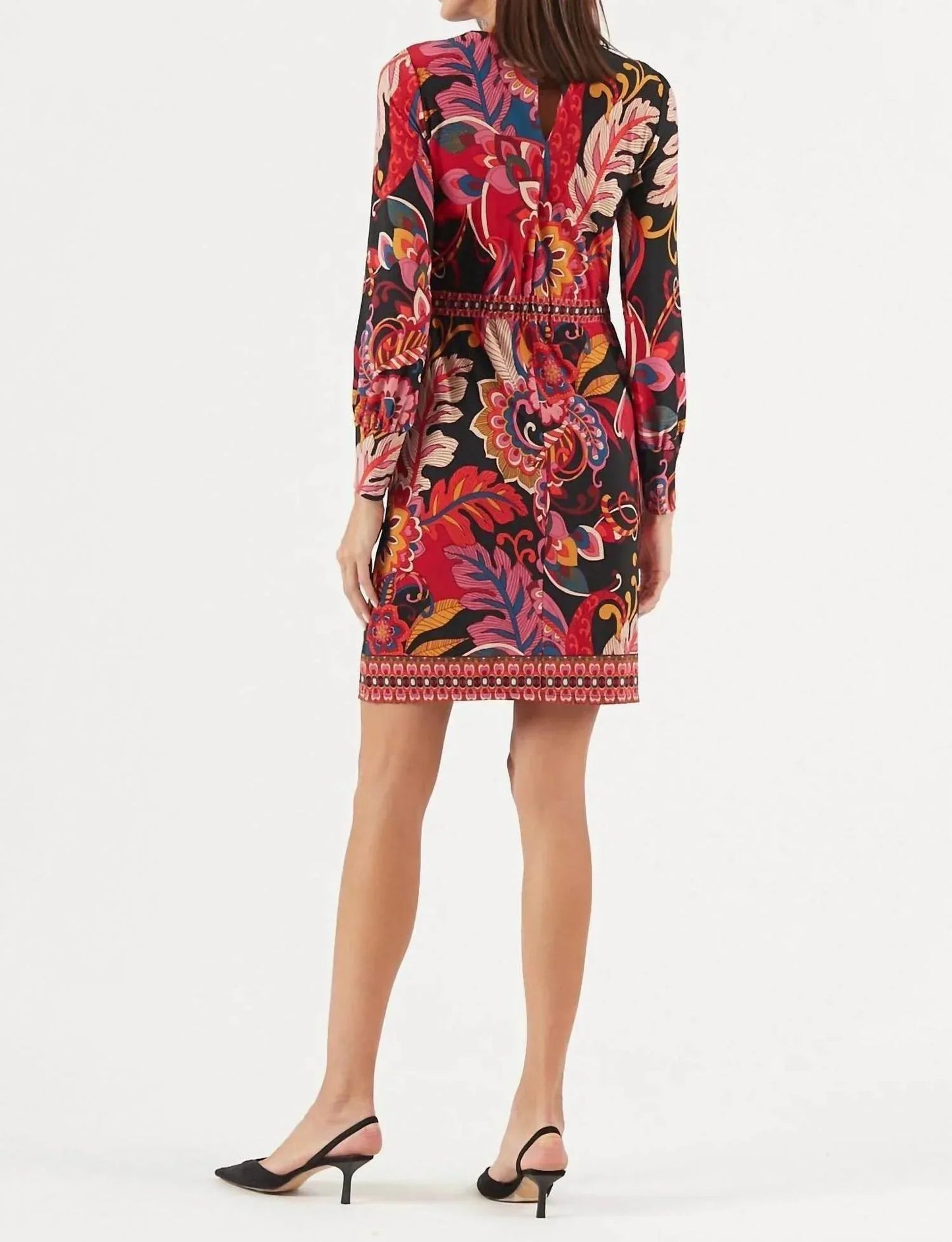 Floral Belted Long Sleeve Dress