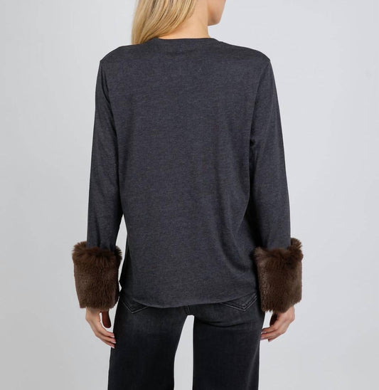 Crew Neck Long Sleeve Sweater With Fur
