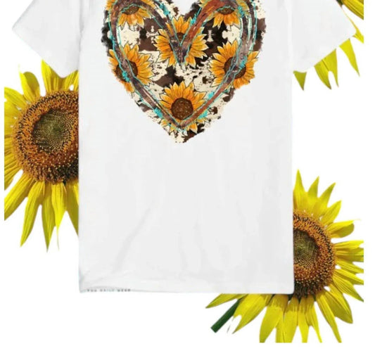 Sonnenblumen-Herz-T-Shirt
