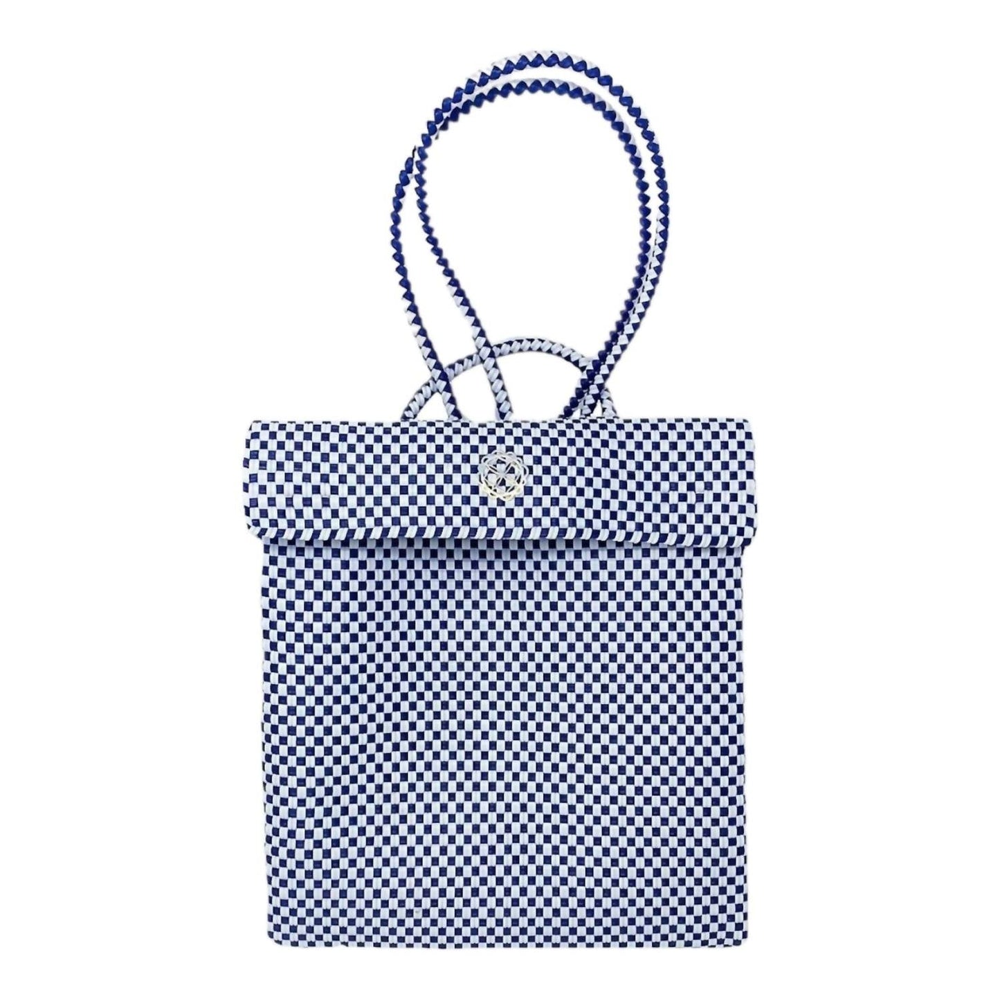 Geflochtener karierter Rucksack für Damen, Mittelgroß