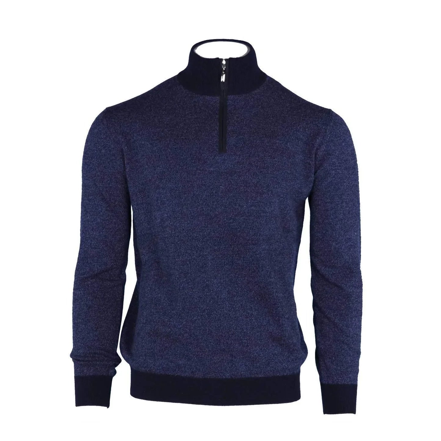 Herren-Half-Zip-Pullover aus meliertem Kaschmir