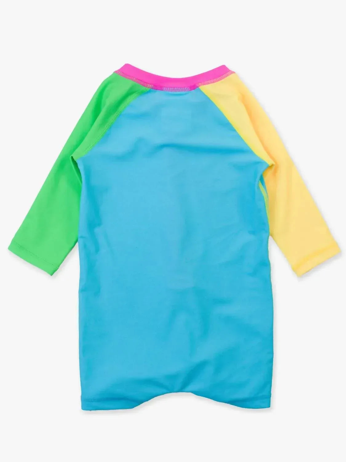 Jungen Neon-Farbblock Langarm-Einteiler Rash Guard Badeanzug