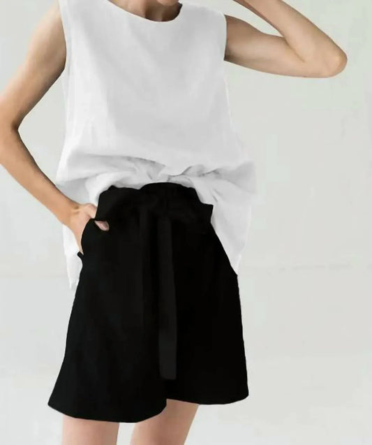 High-Waist-Leinen-Shorts