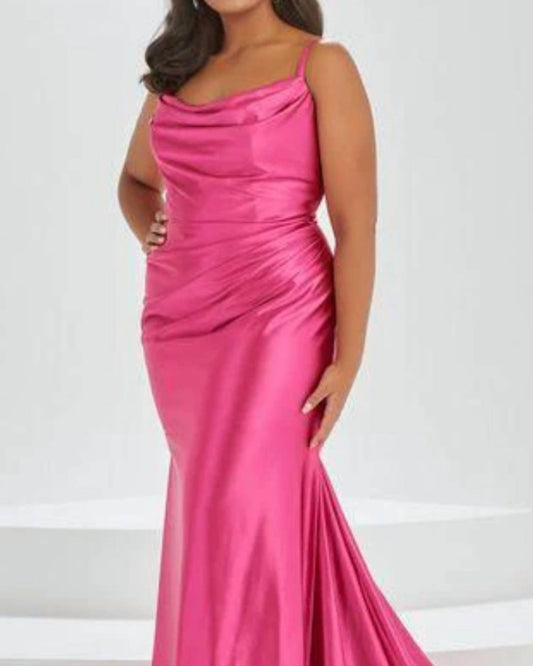 Cowl Neck Ruched Gown