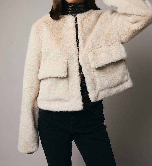 Cropped Long Sleeve Fur Coat