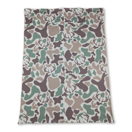 Grüne Hirsch-Camo-Minky-Baby-Kinder-Jagddecke