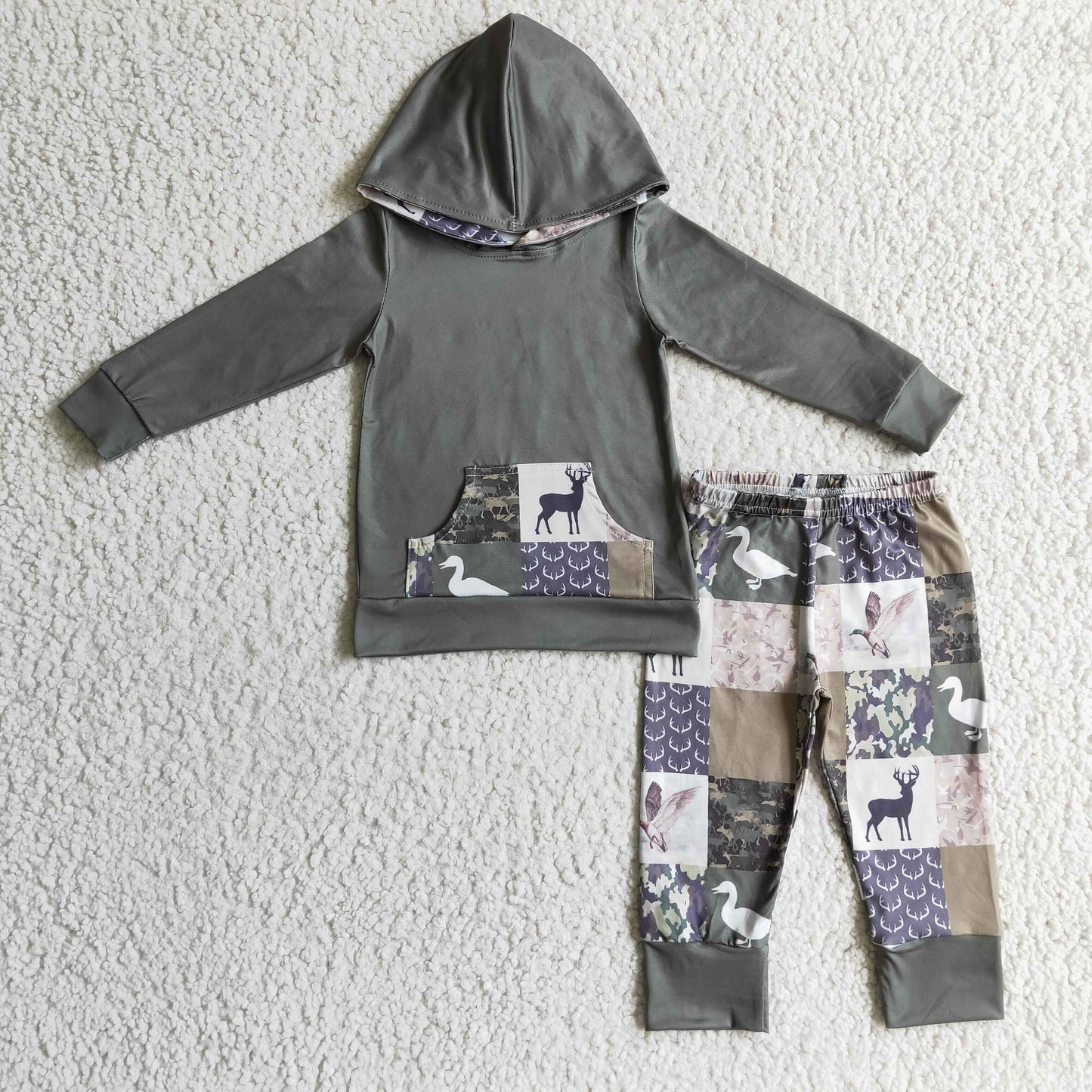 Deer Ente Camo Patchwork Kinder Jungen Jagd Hoodie Set