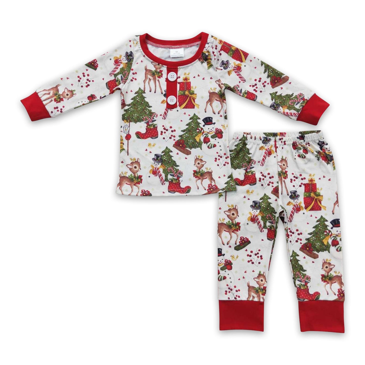 Hirsch Schneemann Weihnachtsbaum Kinder Junge Pyjama
