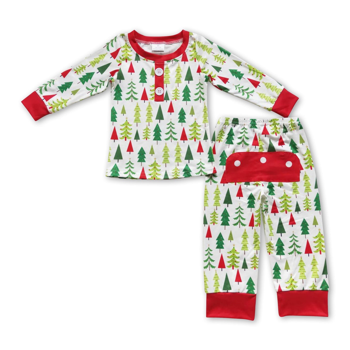 Langärmliger Weihnachtsbaum-Schlafanzug für Babyjungen