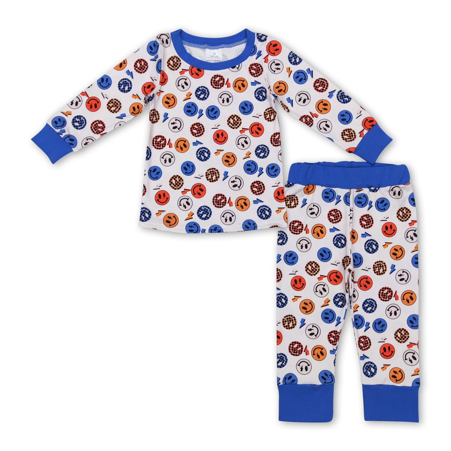 Blauer lächelnder Langarm-Pyjama für Jungen