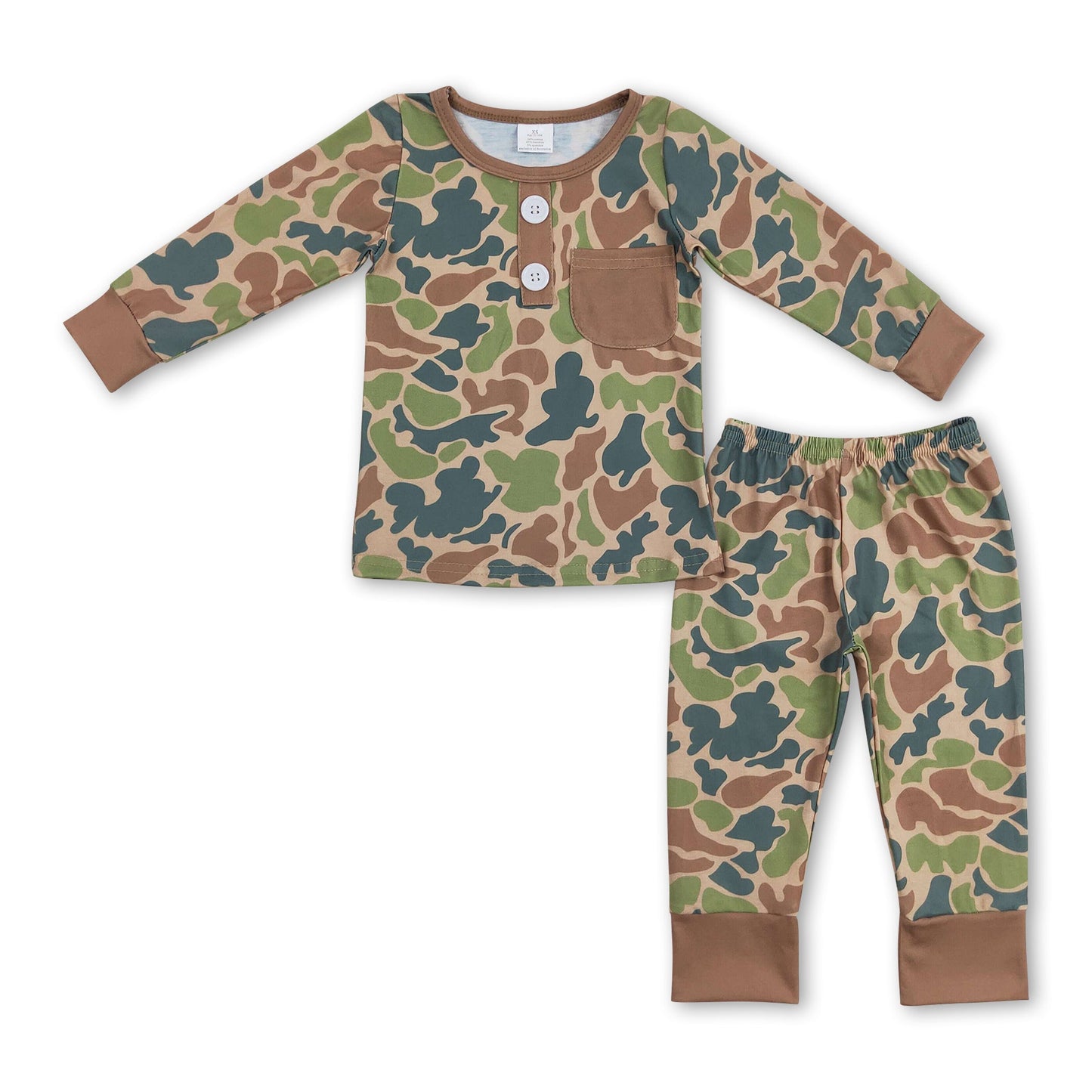 Langärmeliger Pyjama für Jungen mit Tasche und Camouflage-Muster