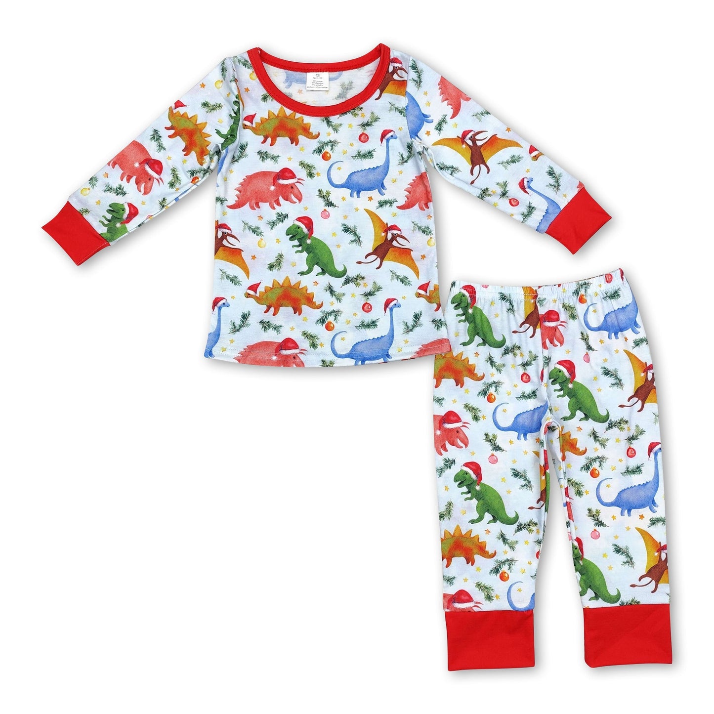 Langärmeliger Dinosaurier Weihnachtsmützen Pyjama für Jungen